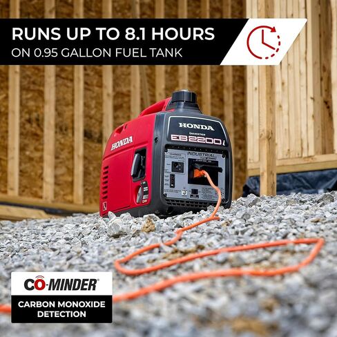 Honda EB2200i 2200 Watt Inverter Generator, Super Quiet 120V Gas Powered OSHA-Compliant Outdoor Portable Generator for Construction Site or Backup Power Supply, Up to 8.1 Hour Run Time (EB2200ITAN) in Kuwait