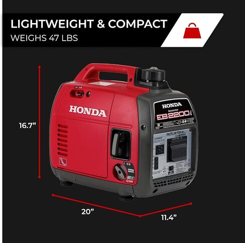 Honda EB2200i 2200 Watt Inverter Generator, Super Quiet 120V Gas Powered OSHA-Compliant Outdoor Portable Generator for Construction Site or Backup Power Supply, Up to 8.1 Hour Run Time (EB2200ITAN) in Kuwait