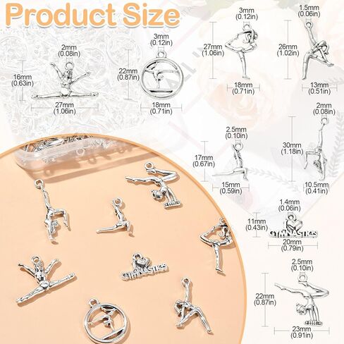 KitBeads 80pcs 8 Styles Tibetan Gymnastic Charms - Antique Silver Sports Sporter Spirit Gymnast for Jewelry Making Bulk in Saudi Arabia