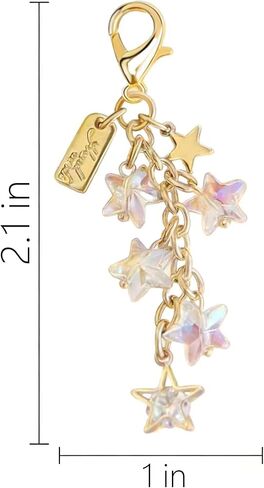 Iridescent Crystal Star Charm, Handmade Bag & Keychain Pendant with Lobster Clasp for Purse Handbag Accessories in Kuwait