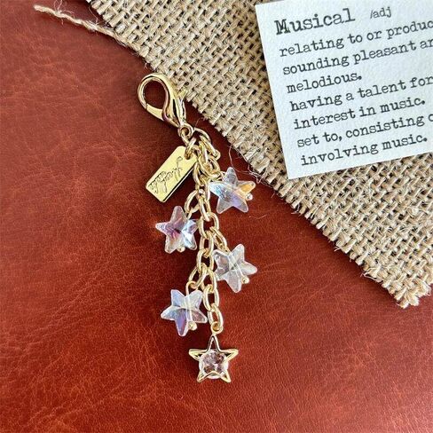 Iridescent Crystal Star Charm, Handmade Bag & Keychain Pendant with Lobster Clasp for Purse Handbag Accessories in Kuwait