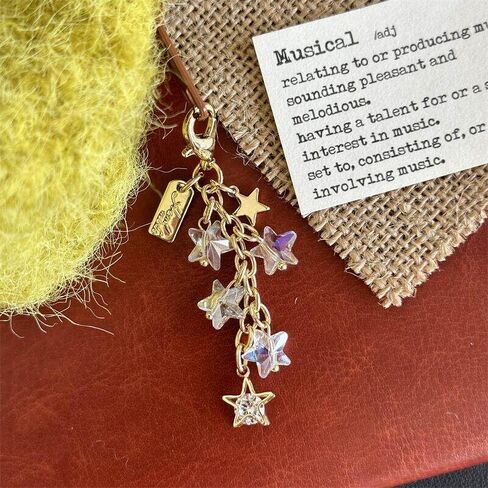 Iridescent Crystal Star Charm, Handmade Bag & Keychain Pendant with Lobster Clasp for Purse Handbag Accessories in Kuwait