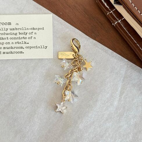 Iridescent Crystal Star Charm, Handmade Bag & Keychain Pendant with Lobster Clasp for Purse Handbag Accessories in Kuwait