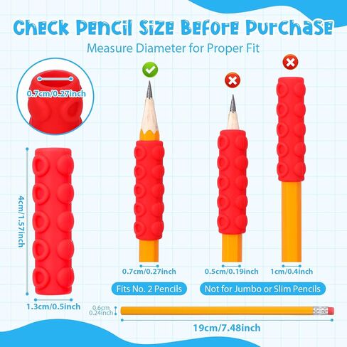 112 Pcs Textured Silicone Pencil Grip with Pencil, Sensory Fidget Sleeves for Adults with ADHD & Anxiety Relief, Travel Fidget Tool for Focus, Calm, and Fine Motor Skills in Kuwait