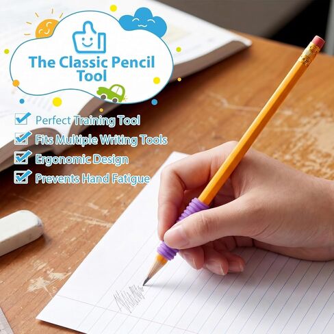 112 Pcs Textured Silicone Pencil Grip with Pencil, Sensory Fidget Sleeves for Adults with ADHD & Anxiety Relief, Travel Fidget Tool for Focus, Calm, and Fine Motor Skills in Kuwait