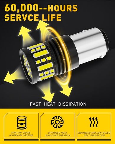 1157 LED Bulbs – Backup Reverse Signal Blinker Tail Parking DRL Brake Lights – 44-SMD, 600% Brighter, 6500K White – Fits BAY15D 2057 2357 7528 – Direct Replacement – 2 Pack in Saudi Arabia
