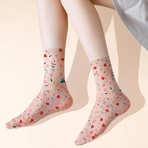 Women’s Sheer Floral Crew Socks, 3 Pack - Transparent Nylon Mesh, Lightweight Stretchy Dress Socks in Saudi Arabia