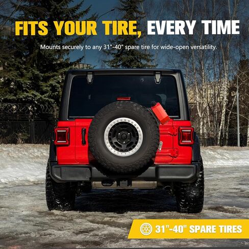 BUNKER INDUST Spare Tire Rack, Spare Tire Accessory Mount Bracket with Ratchet Strap for 31" - 40" Diameter Tires for 4x4 Off-Road in Kuwait