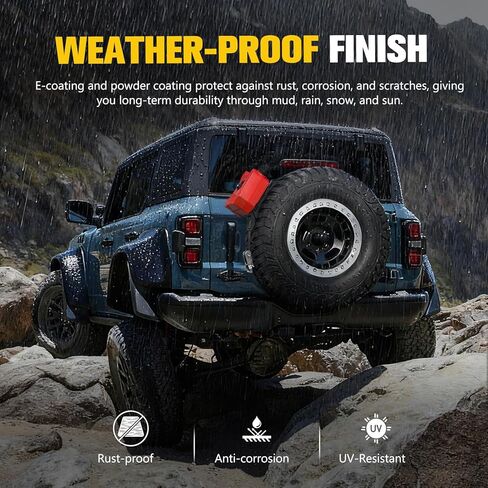 BUNKER INDUST Spare Tire Rack, Spare Tire Accessory Mount Bracket with Ratchet Strap for 31" - 40" Diameter Tires for 4x4 Off-Road in Kuwait