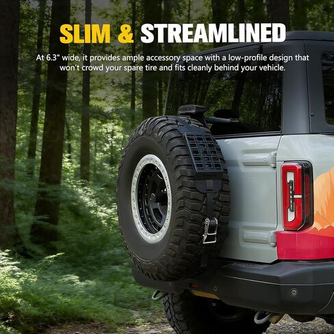 BUNKER INDUST Spare Tire Rack, Spare Tire Accessory Mount Bracket with Ratchet Strap for 31" - 40" Diameter Tires for 4x4 Off-Road in Kuwait