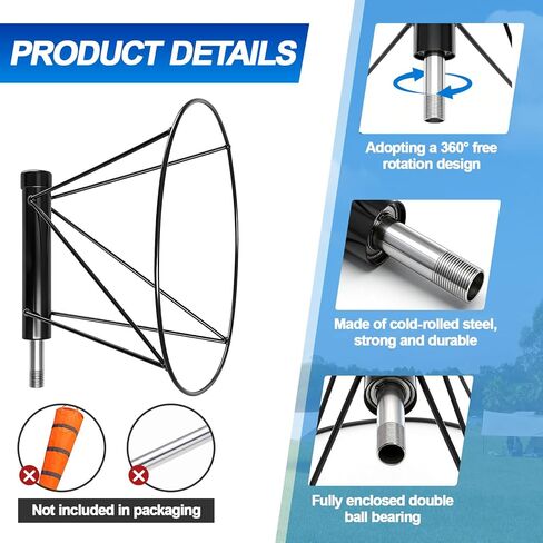 Threlaco Heavy Duty Windsock Frame, 18" Diameter Ball Bearing Windsocks Frame for Airport, Helipads, Industrial Wind Sock, Double Ball Bearing & Powder Coated & Rustproof in Kuwait