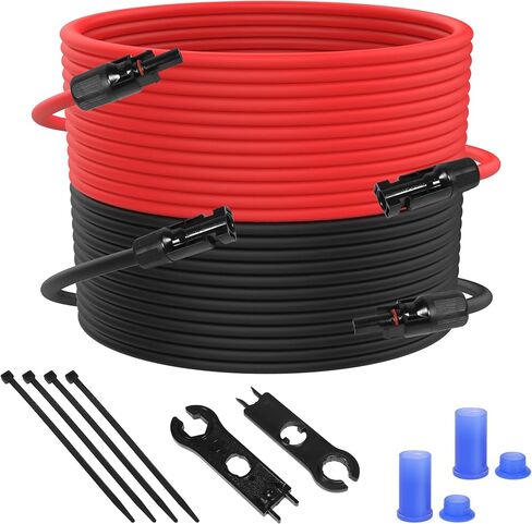 كابل تمديد الألواح الشمسية 30FT 10 AWG، كابلات تمديد الطاقة الشمسية 10AWG، كابل PV 10 سلك PV قياس 30 قدمًا 30 قدمًا من أسلاك الألواح الشمسية من الذكور إلى الإناث مع مفاتيح ربط الطاقة الشمسية وأغطية الغبار in Kuwait