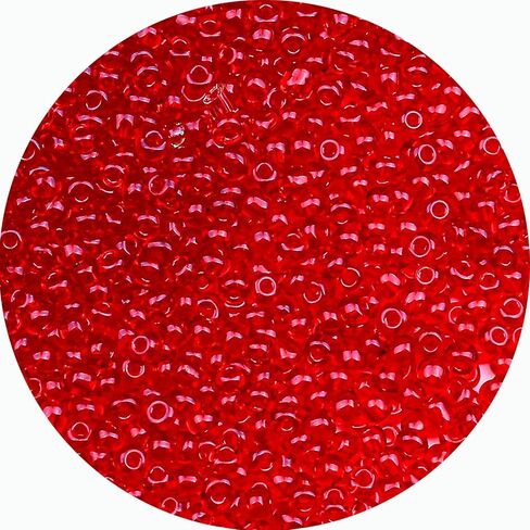 Legefo 4mm Glass Seed Beads Bulk, Red Transparent 6/0 Small Mini Pony Seed Beads, Tiny Round Craft Bead for Bracelet Necklace Wrist Jewelry Making Beading Weaving DIY Crafts Supplies, 1000pcs in Kuwait
