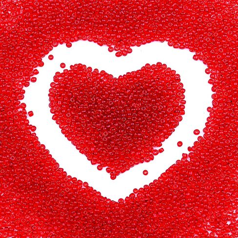 Legefo 4mm Glass Seed Beads Bulk, Red Transparent 6/0 Small Mini Pony Seed Beads, Tiny Round Craft Bead for Bracelet Necklace Wrist Jewelry Making Beading Weaving DIY Crafts Supplies, 1000pcs in Kuwait