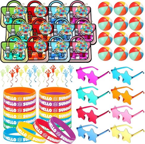 144 Pcs (24 Sets) End of Year Gifts from Teacher, Summer Graduation Gifts includes 24 Gift Bags, 24 Bracelets, 24 Star Sunglasses, 24 Name Tags, 48 Summer Goodie Bag Stuffers, Pool Summer Party Favors in Saudi Arabia