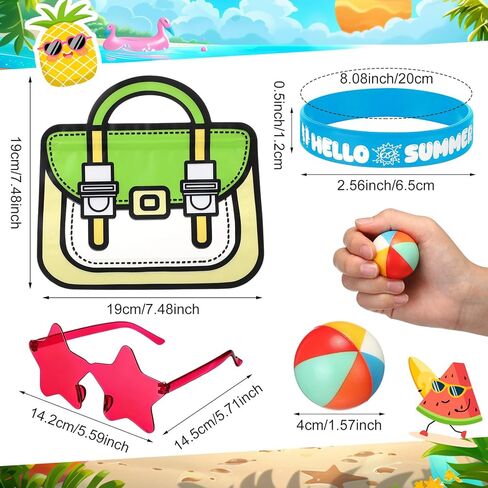 144 Pcs (24 Sets) End of Year Gifts from Teacher, Summer Graduation Gifts includes 24 Gift Bags, 24 Bracelets, 24 Star Sunglasses, 24 Name Tags, 48 Summer Goodie Bag Stuffers, Pool Summer Party Favors in Saudi Arabia