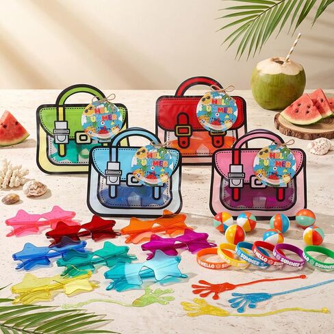 144 Pcs (24 Sets) End of Year Gifts from Teacher, Summer Graduation Gifts includes 24 Gift Bags, 24 Bracelets, 24 Star Sunglasses, 24 Name Tags, 48 Summer Goodie Bag Stuffers, Pool Summer Party Favors in Saudi Arabia