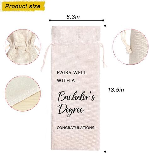 Maydvdv Bachelor's Degree Graduation Wine Bag Gift | University College Graduation gift | Class of 2025 | Gift for him | Pairs Well with a Bachelor's Degree 11WB30 in Saudi Arabia