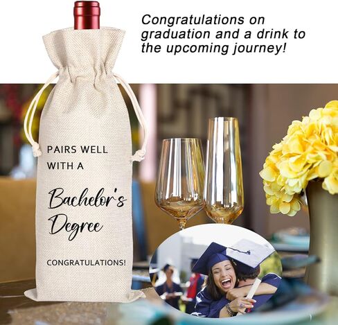 Maydvdv Bachelor's Degree Graduation Wine Bag Gift | University College Graduation gift | Class of 2025 | Gift for him | Pairs Well with a Bachelor's Degree 11WB30 in Saudi Arabia