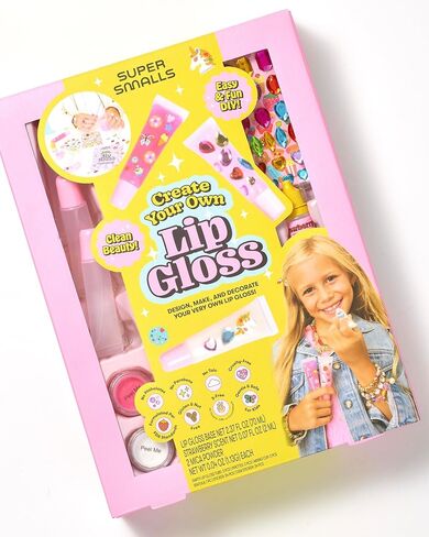 Super Smalls Create Your Own Lip Gloss Kit for Kids — Mix Strawberry Scented Clear Lip Gloss & Decorate 3 tubes with Gems & Stickers | Non-Toxic, Kid-Safe Creative Craft Activity, Ages 6+ in Saudi Arabia