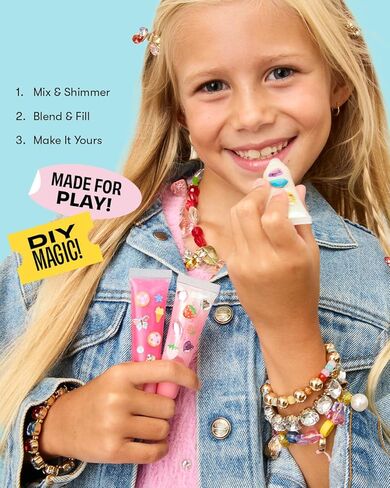 Super Smalls Create Your Own Lip Gloss Kit for Kids — Mix Strawberry Scented Clear Lip Gloss & Decorate 3 tubes with Gems & Stickers | Non-Toxic, Kid-Safe Creative Craft Activity, Ages 6+ in Saudi Arabia