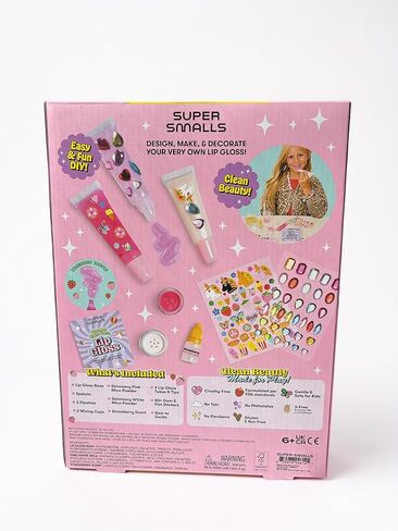 Super Smalls Create Your Own Lip Gloss Kit for Kids — Mix Strawberry Scented Clear Lip Gloss & Decorate 3 tubes with Gems & Stickers | Non-Toxic, Kid-Safe Creative Craft Activity, Ages 6+ in Saudi Arabia
