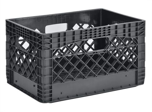 24QT Plastic Heavy-Duty Milk Crate, Black in Saudi Arabia