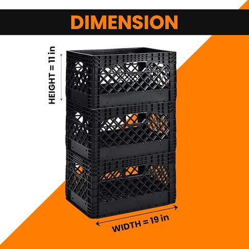 24QT Plastic Heavy-Duty Milk Crate, Black in Saudi Arabia