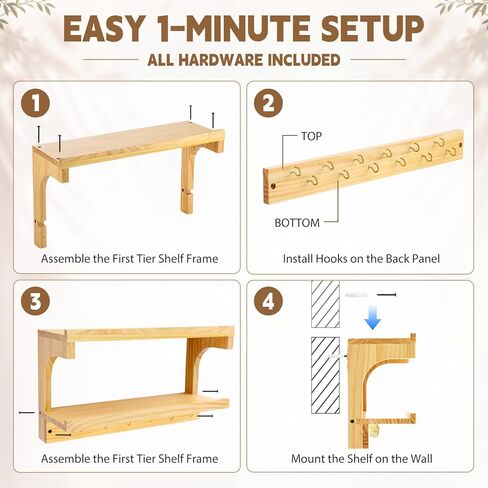 Herb Drying Rack Hanging 3 Tier Wood Flower and Herb Drying Rack Wall Mounted Herbs Dryer Kit with Hooks Labels and Twine for Grass Display Kitchen Garden Home Decor in Kuwait