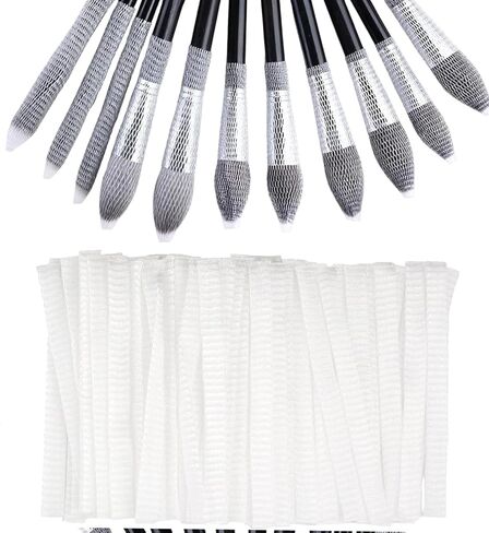 Makeup Brush Guard Mesh Protectors 100PCS, Expandable Breathable Reusable Net Sleeves Netting to Prevent Fraying Bristles, Travel Size Protective Net Cover for Cosmetic Artist Brushes in Kuwait
