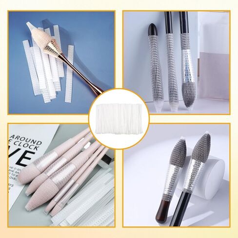 Makeup Brush Guard Mesh Protectors 100PCS, Expandable Breathable Reusable Net Sleeves Netting to Prevent Fraying Bristles, Travel Size Protective Net Cover for Cosmetic Artist Brushes in Kuwait