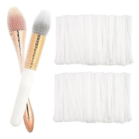 Makeup Brush Guard Mesh Protectors 100PCS, Expandable Breathable Reusable Net Sleeves Netting to Prevent Fraying Bristles, Travel Size Protective Net Cover for Cosmetic Artist Brushes in Kuwait