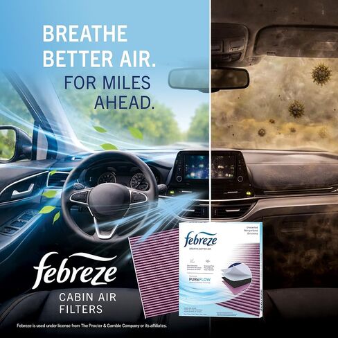 Febreze Odor Control Cabin Air Filter by PUREFLOW RZ18107 Fits 2009-2019 Toyota Corolla 1.8L, Highlander 2.7L; 2009-2018 RAV4 2.5L; 2010-2017 Camry 2.5L; 2008-2019 Highlander 3.5L in Kuwait