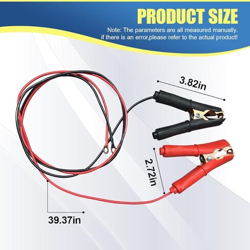 Craedli 2PCS 30A Alligator Clips Booster Jumper Cable, 3.3FT 13 AWG Battery Alligator Clamp to O Ring Terminal Harness Wire, 12V/24V Extension Cord for Car Battery Charging Charger&Inverter(Black&Red) in Saudi Arabia