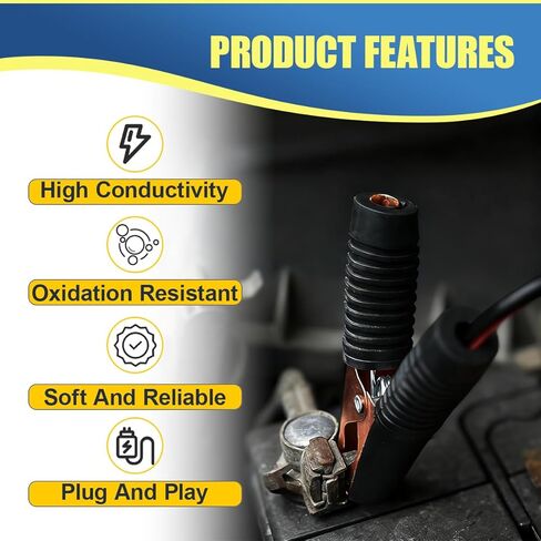 Craedli 2PCS 30A Alligator Clips Booster Jumper Cable, 3.3FT 13 AWG Battery Alligator Clamp to O Ring Terminal Harness Wire, 12V/24V Extension Cord for Car Battery Charging Charger&Inverter(Black&Red) in Saudi Arabia