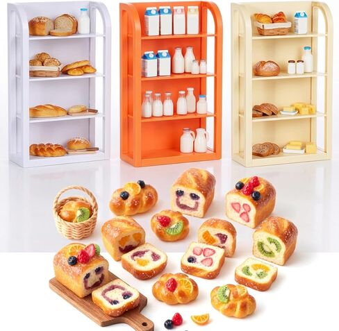 3Pcs Miniature Supermarket Shelves 4 Layers Shelf Display Rack Furniture Mode Dollhouse Bookshelf Doll House Store Storage Bookshelf Accessories for Displaying Mini Books Cosplay Party in Saudi Arabia