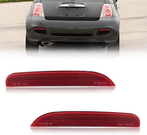 1 Pair Rear Bumper Reflector Compatible with Fiat 500 2012 2013 2014 2015 2016 2017, [DOT] [IP67 Waterproof] Rear Bumper Reflector Housing [No Bulbs], Replace OEM #68154575AA, Red Lens in Saudi Arabia
