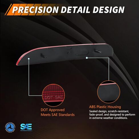 1 Pair Rear Bumper Reflector Compatible with Fiat 500 2012 2013 2014 2015 2016 2017, [DOT] [IP67 Waterproof] Rear Bumper Reflector Housing [No Bulbs], Replace OEM #68154575AA, Red Lens in Saudi Arabia