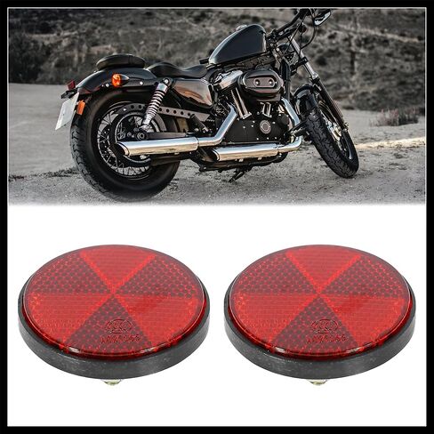 Pair M6x1.0 Red Plastic Universal Screw Mount Reflective Warning Reflector for Motorcycle Bike Durable Material in Kuwait