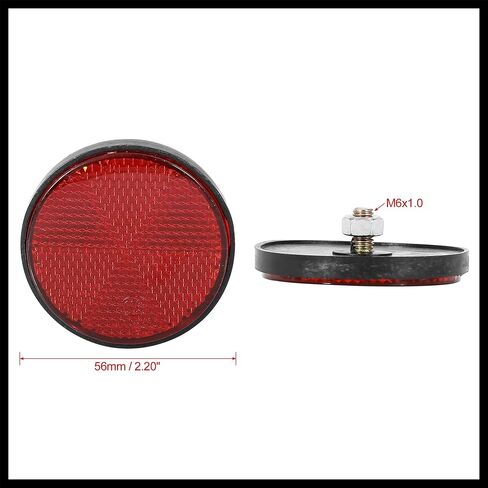 Pair M6x1.0 Red Plastic Universal Screw Mount Reflective Warning Reflector for Motorcycle Bike Durable Material in Kuwait