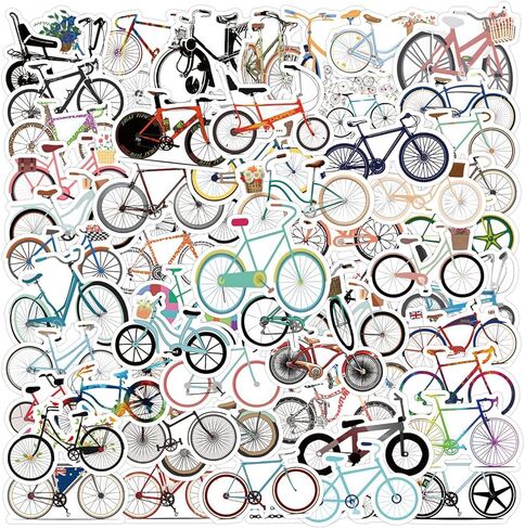 Bike Stickers Pack for Kids Teens Adults, 100 Pcs Colourful Bicycle Waterproof Vinyl Decals, Outdoor Sports Bicycle Race Stickers for Water Bottles Luggage Computer Skateboard Laptop Phone Case Bike in Saudi Arabia