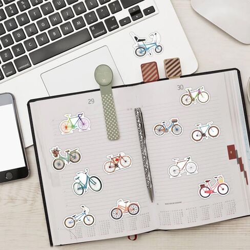 Bike Stickers Pack for Kids Teens Adults, 100 Pcs Colourful Bicycle Waterproof Vinyl Decals, Outdoor Sports Bicycle Race Stickers for Water Bottles Luggage Computer Skateboard Laptop Phone Case Bike in Saudi Arabia