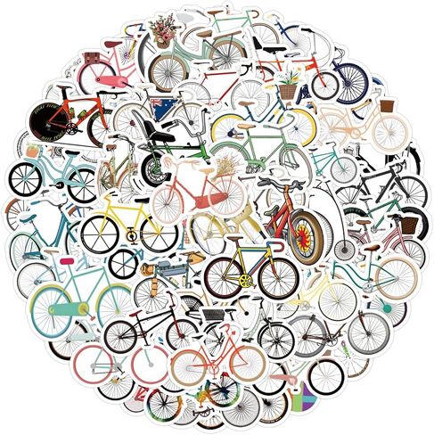 Bike Stickers Pack for Kids Teens Adults, 100 Pcs Colourful Bicycle Waterproof Vinyl Decals, Outdoor Sports Bicycle Race Stickers for Water Bottles Luggage Computer Skateboard Laptop Phone Case Bike in Saudi Arabia
