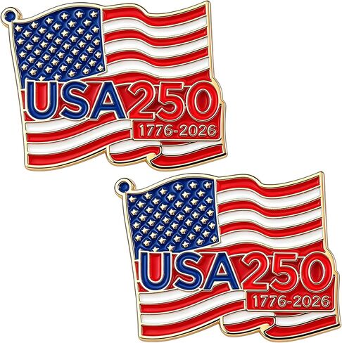 2 Pcs 250 Years America Flag Anniversary Pins for Men Women, 250th Anniversary Lapel Enamel Pin Patriot Independence Day Gift Jewelry in Saudi Arabia
