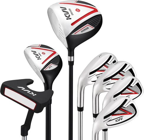 مجموعة KVV Premium Golf الكاملة المكونة من 11 قطعة للسائق الرجالي، الممر، الهجين، 5#-P# مكاوي، عمود فولاذي لليد اليمنى، نوادي جولف مرنة عادية، بدون حقيبة جولف in Kuwait
