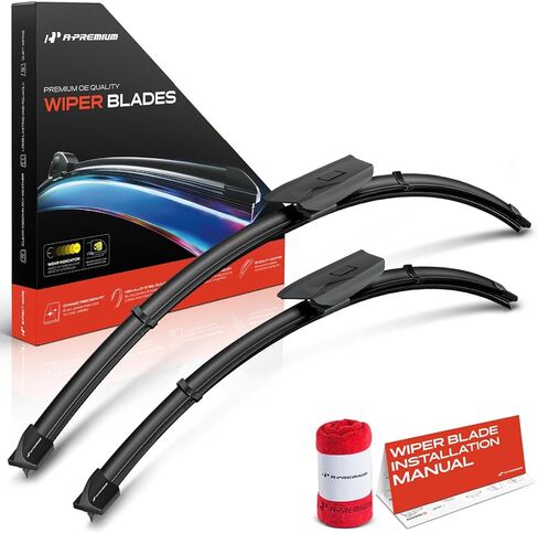 A-Premium 26"+22" Windshield Wiper Blades Compatible with Mercedes-Benz C43 AMG 2022 2023 2024 - TLPN Connector, with Wear Indicator & Towel, Left and Right (Pack of 2) in Kuwait