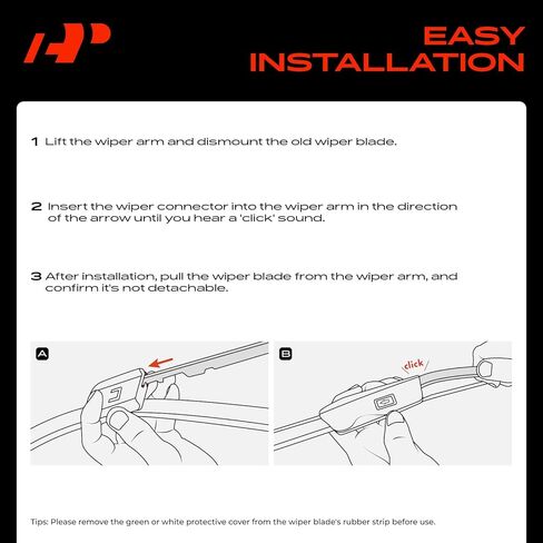 A-Premium 26"+22" Windshield Wiper Blades Compatible with Mercedes-Benz C43 AMG 2022 2023 2024 - TLPN Connector, with Wear Indicator & Towel, Left and Right (Pack of 2) in Kuwait