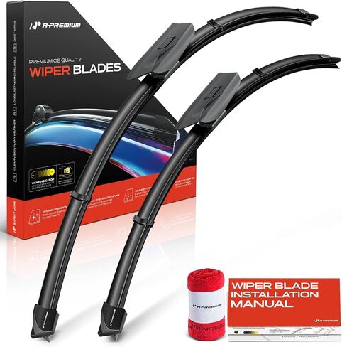 A-Premium 26"+22" Windshield Wiper Blades Compatible with Mercedes-Benz C43 AMG 2022 2023 2024 - TLPN Connector, with Wear Indicator & Towel, Left and Right (Pack of 2) in Kuwait