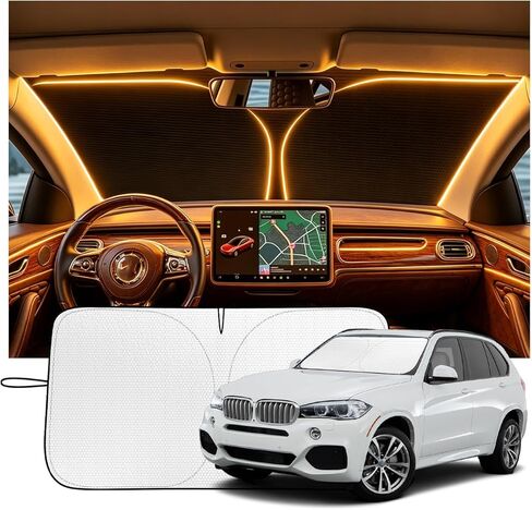 57"×31" Car Windshield Sun Shade,Foldable Sun Shade for Car Windshield with Storage Bag for Blocking Sunlight,Portable Cars Windshields Cover Suns Shades for Cars,SUVs in Saudi Arabia