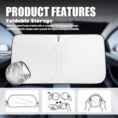 57"×31" Car Windshield Sun Shade,Foldable Sun Shade for Car Windshield with Storage Bag for Blocking Sunlight,Portable Cars Windshields Cover Suns Shades for Cars,SUVs in Saudi Arabia